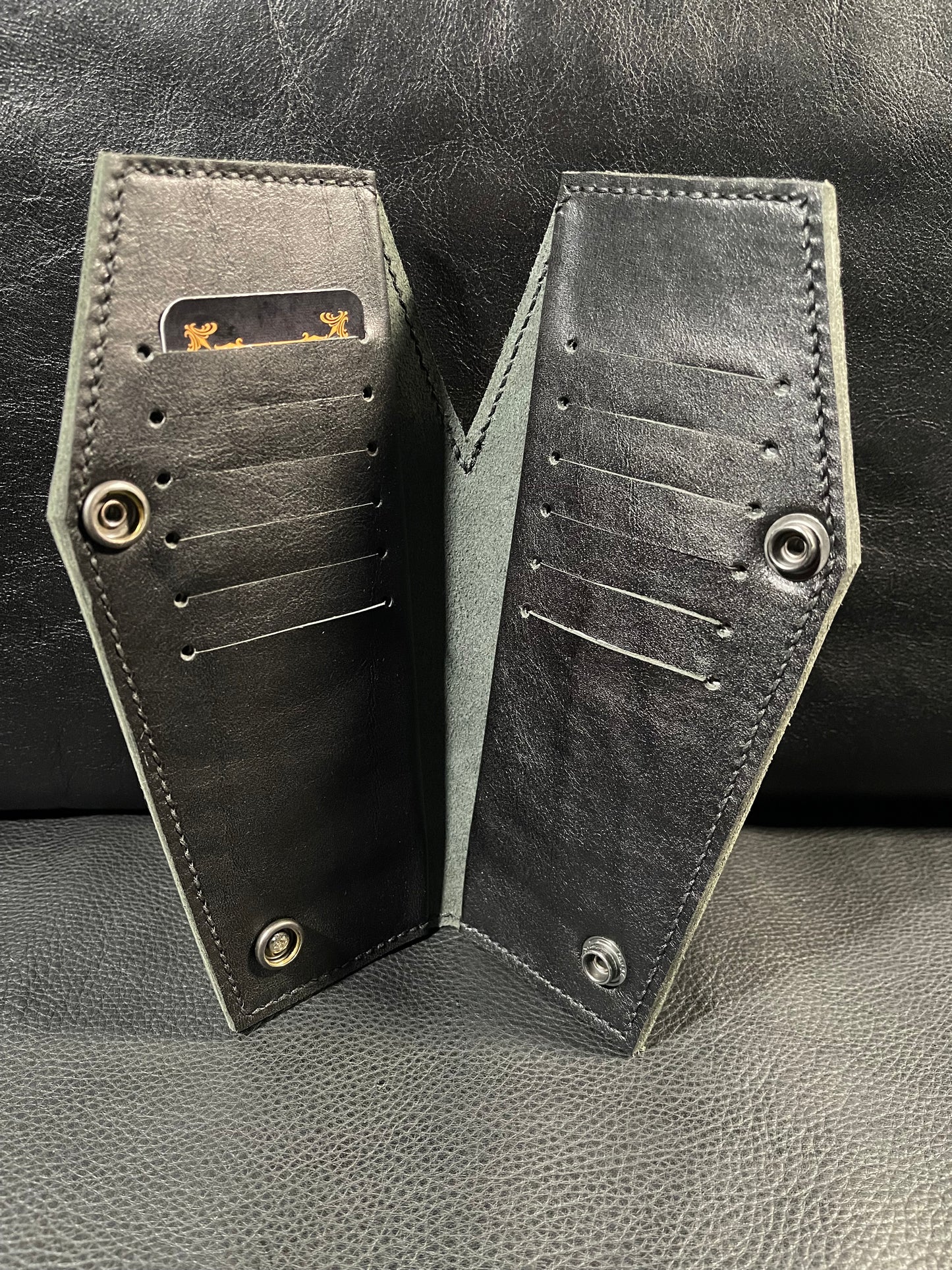 Handsewn Haunted Red Coffin Wallet