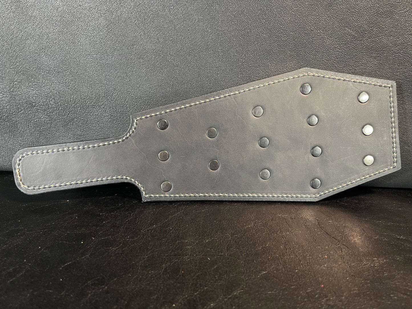 Coffin Leather Paddle Riveted